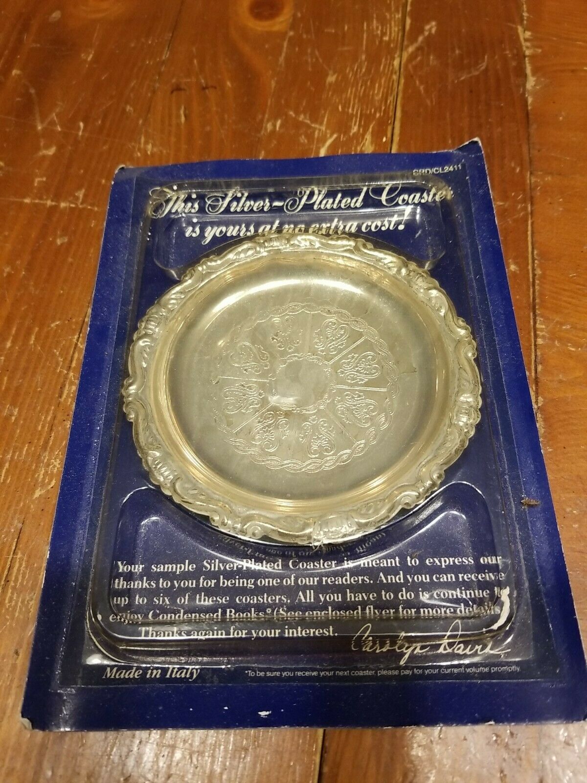 New Silver Plated Coaster Stamped Vintage 1988 Readers Digest Exclusive